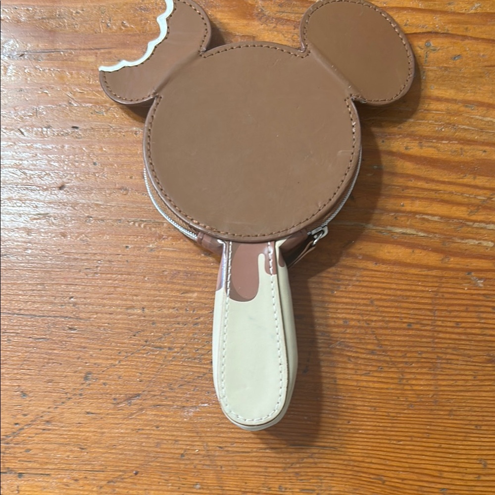 Brown and Cream Kids Mickey Mouse Ear Pouch